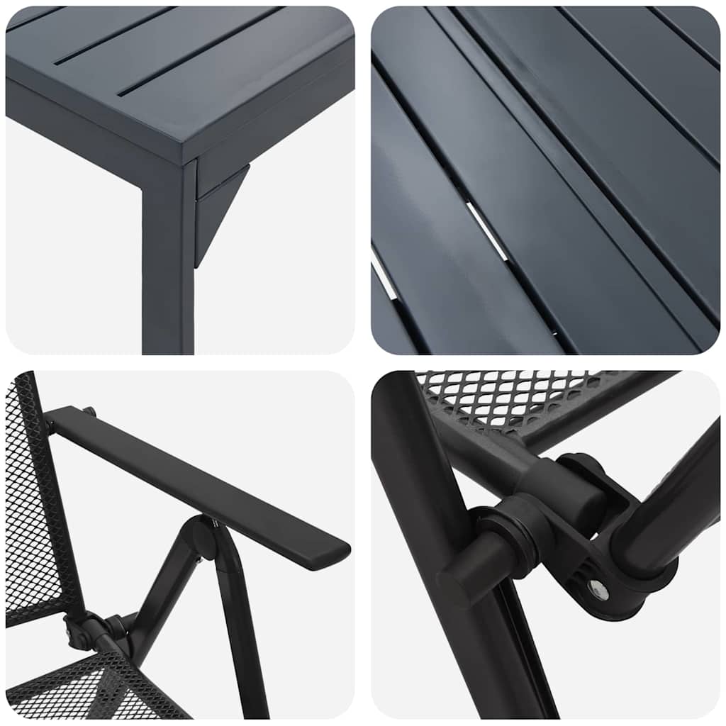 Have Spisebordssæt 9 pcs Antracit Stål