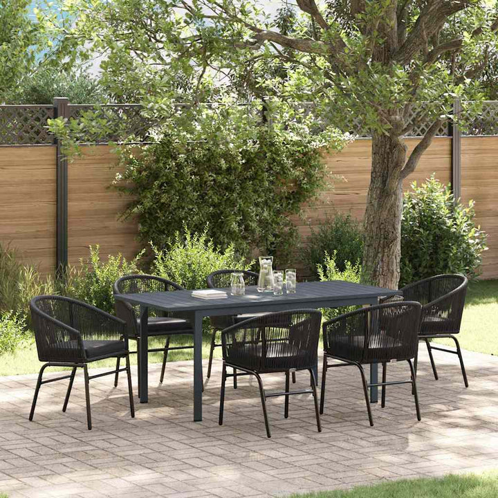 Have Spisebordssæt 7 pcs Sort Poly rattan
