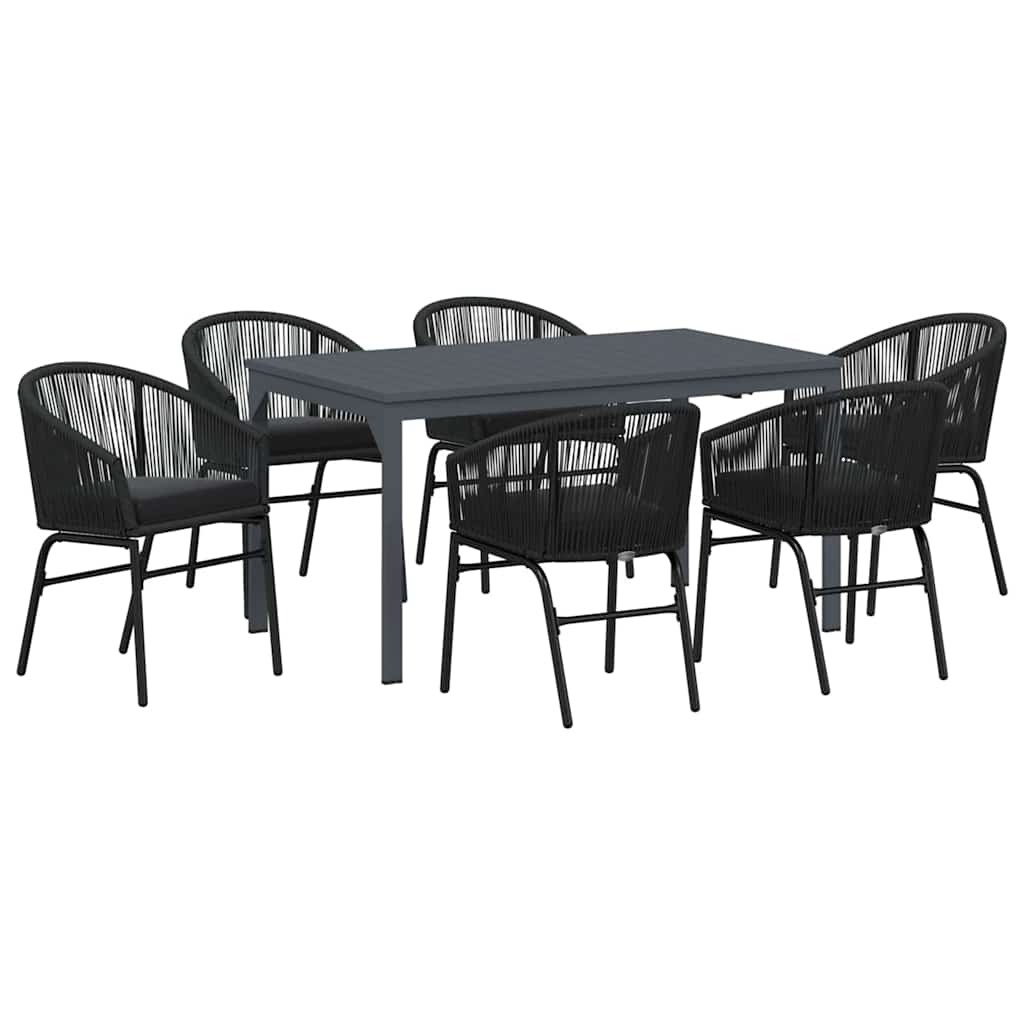 Have Spisebordssæt 7 pcs Sort Poly rattan