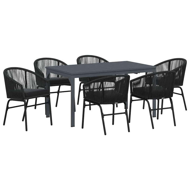 Have Spisebordssæt 7 pcs Sort Poly rattan