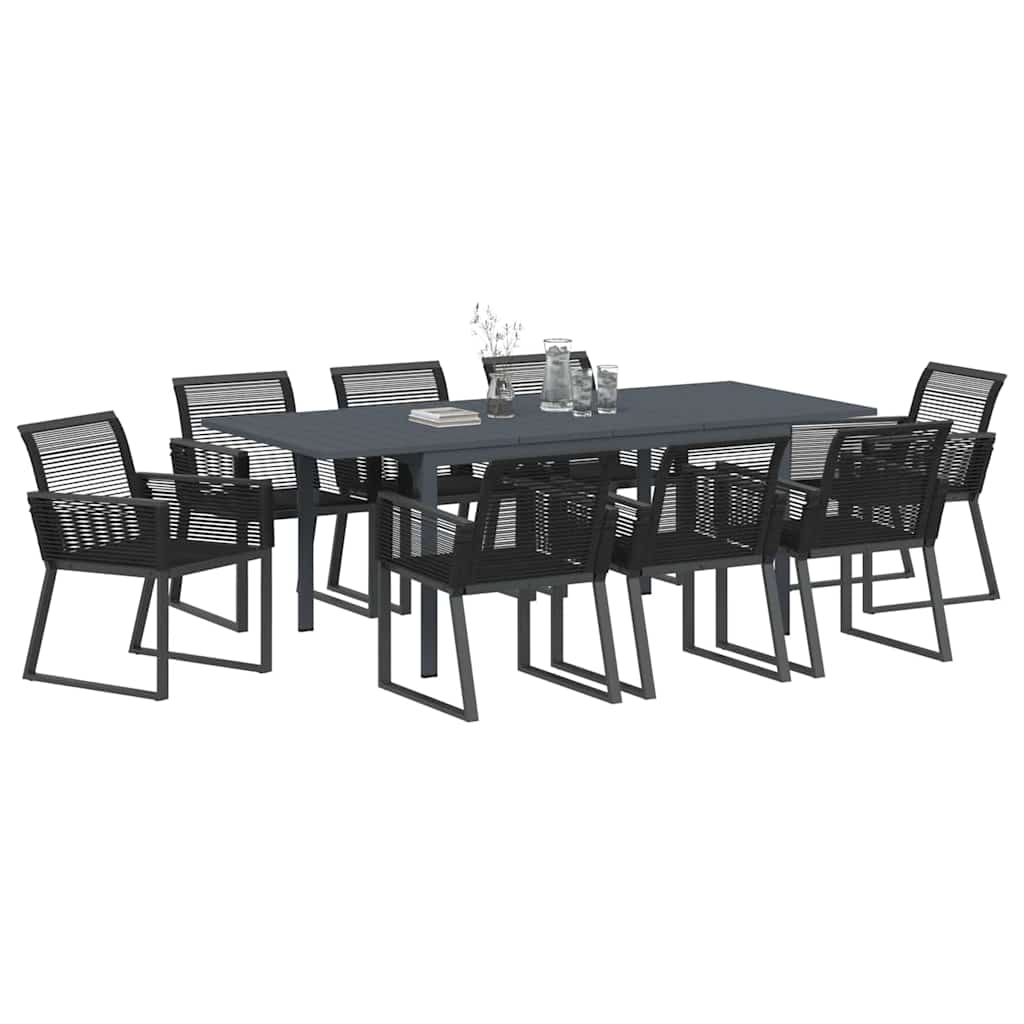 Have Spisebordssæt 9 pcs Sort Poly rattan