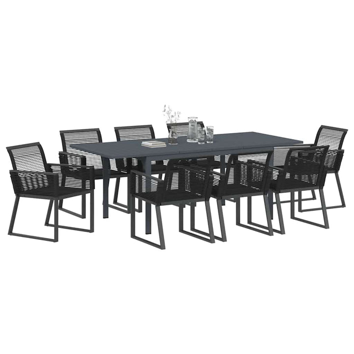 Have Spisebordssæt 9 pcs Sort Poly rattan
