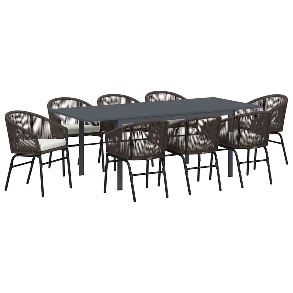 Have Spisebordssæt 9 pcs Brun Poly rattan