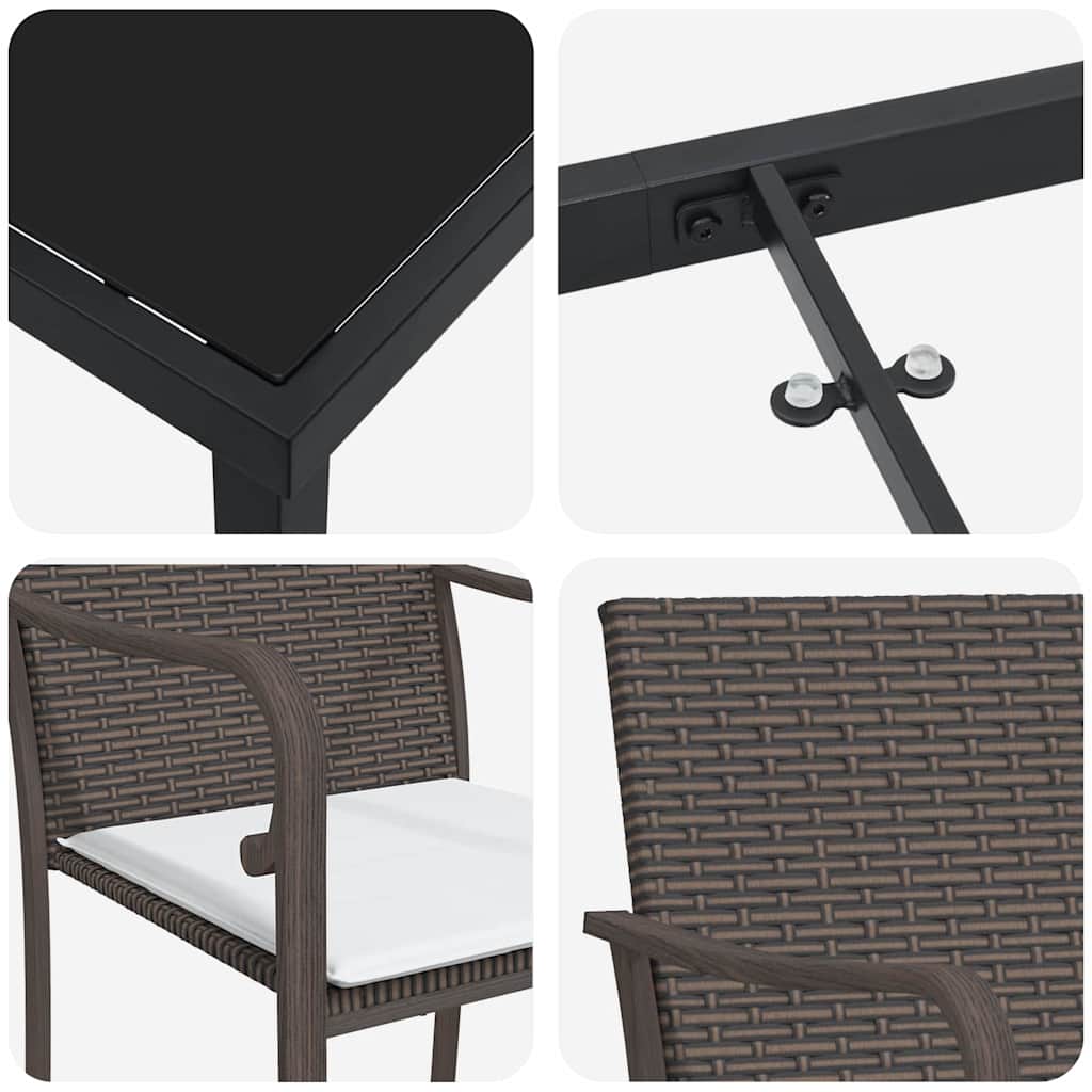 Have Spisebordssæt 3 pcs Brun Poly rattan
