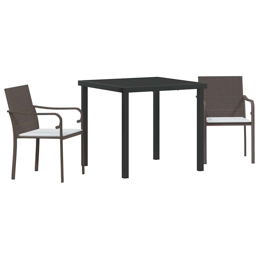Have Spisebordssæt 3 pcs Brun Poly rattan
