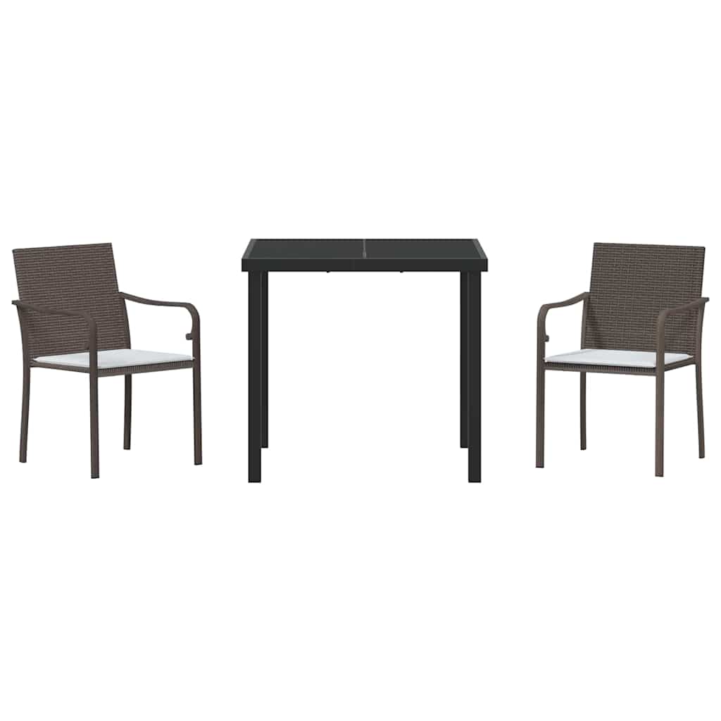 Have Spisebordssæt 3 pcs Brun Poly rattan