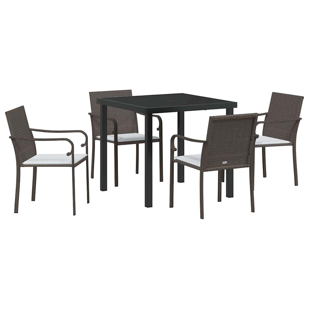 Have Spisebordssæt 5 pcs Brun Poly rattan