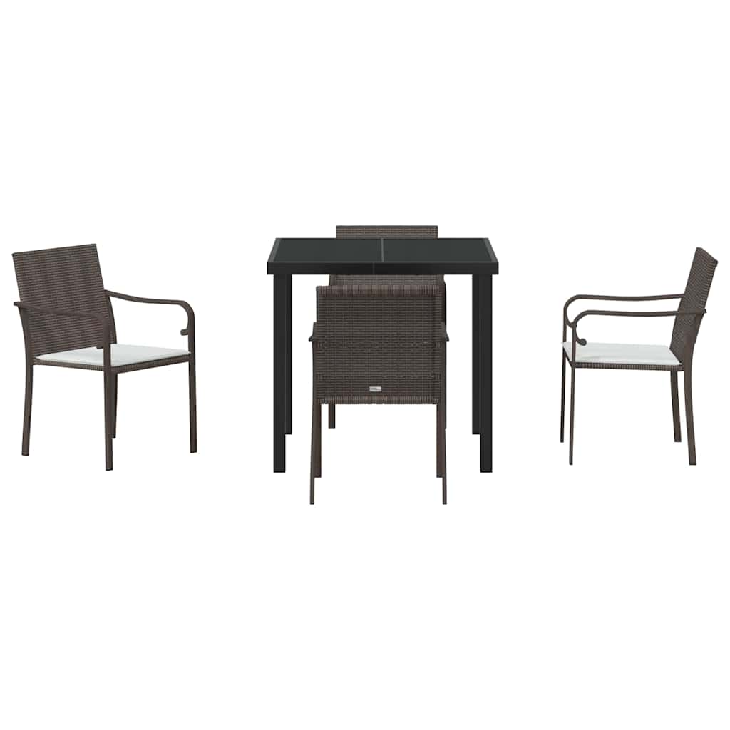 Have Spisebordssæt 5 pcs Brun Poly rattan