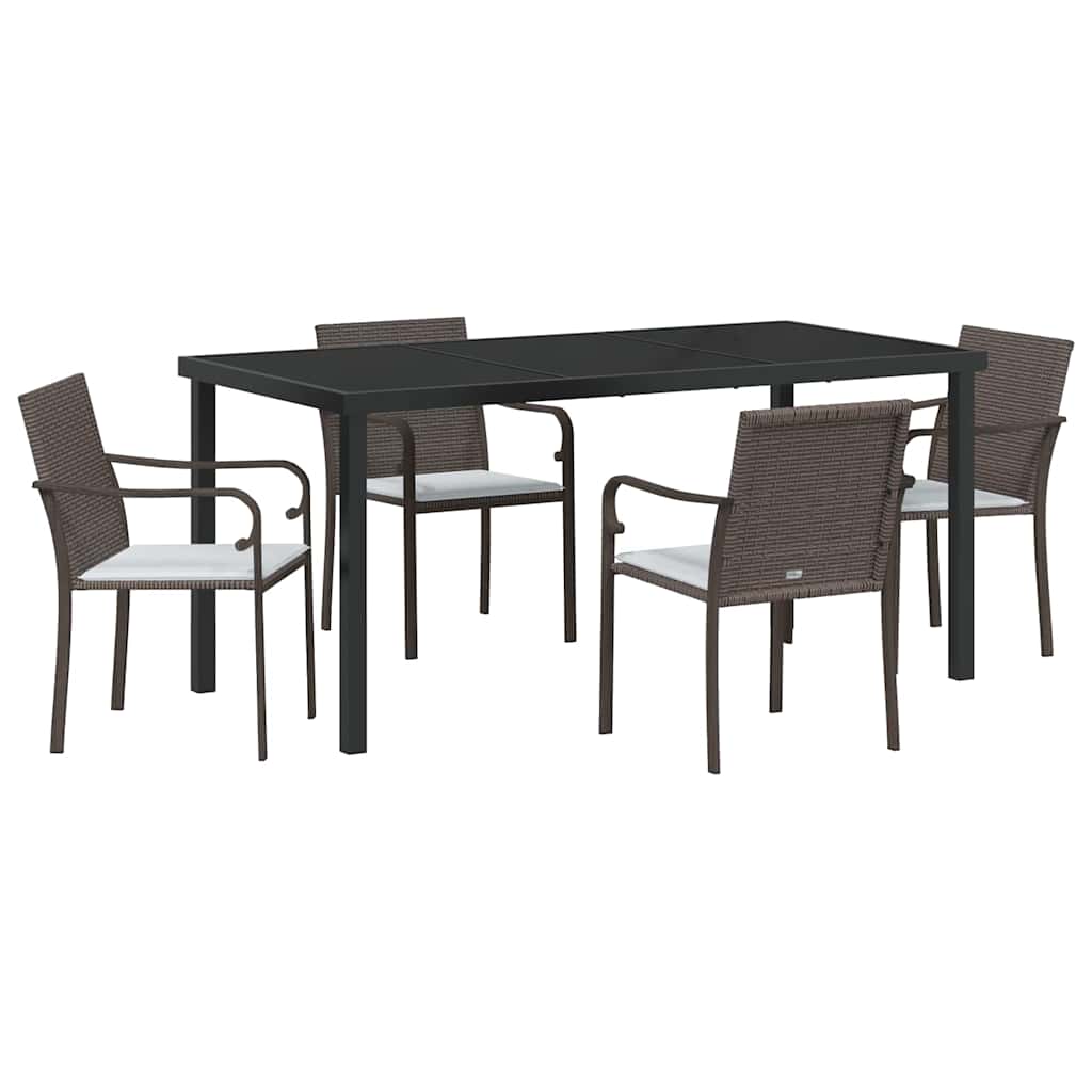 Have Spisebordssæt 5 pcs Brun Poly rattan