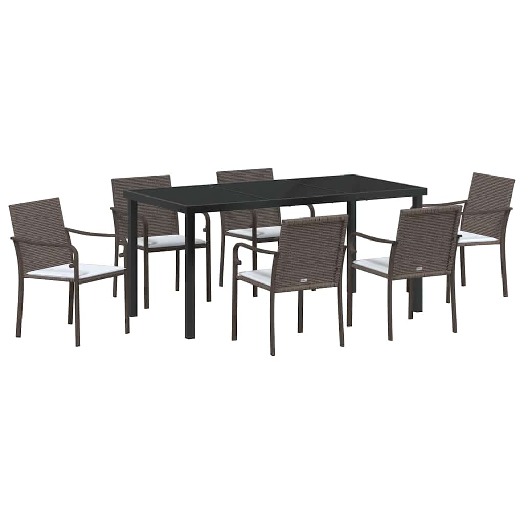 Have Spisebordssæt 7 pcs Brun Poly rattan