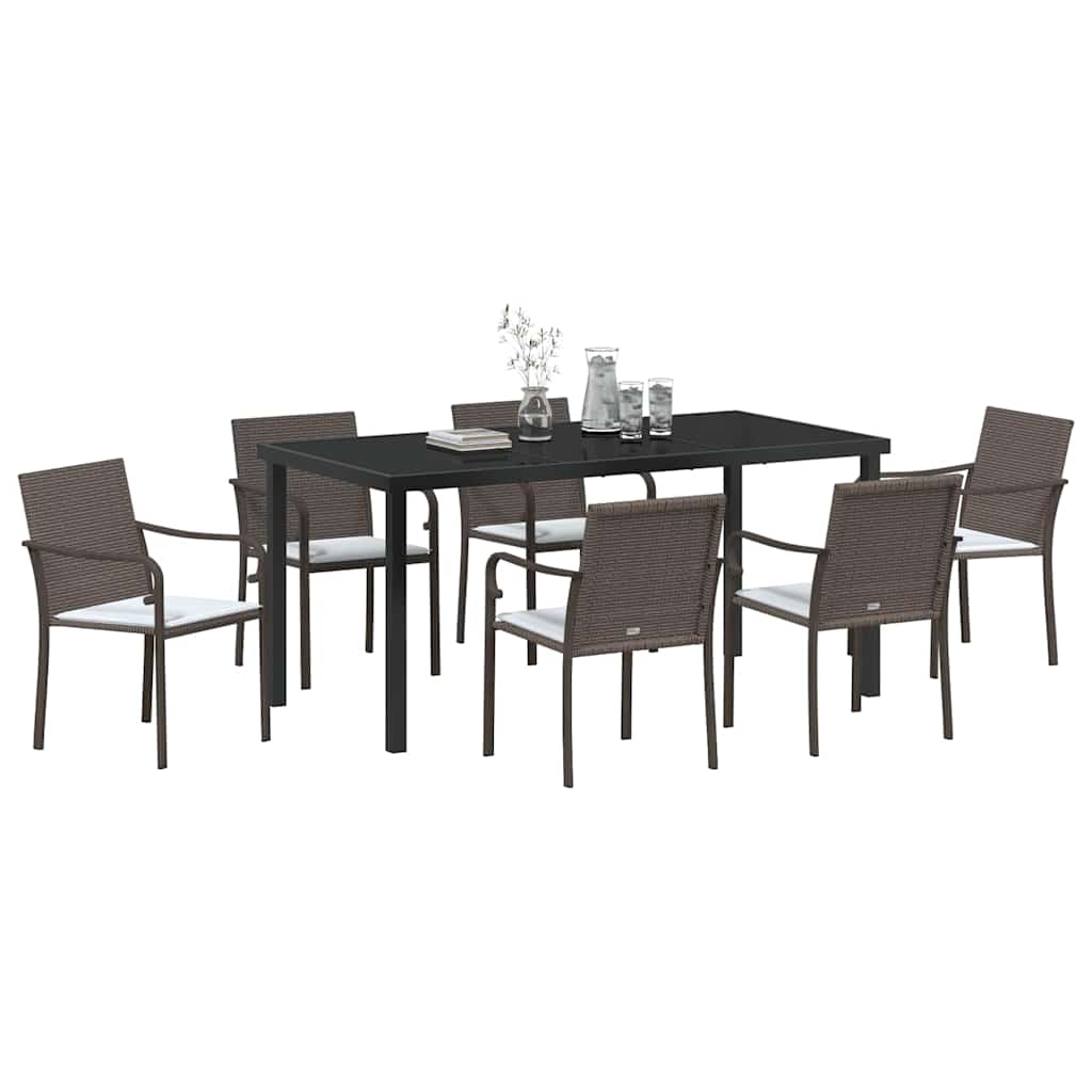 Have Spisebordssæt 7 pcs Brun Poly rattan