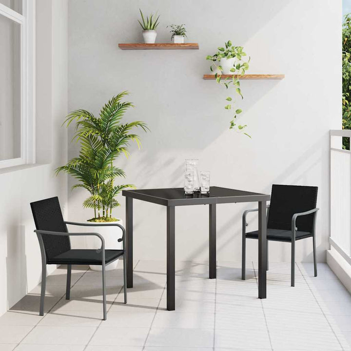 Have Spisebordssæt 3 pcs Sort Poly rattan