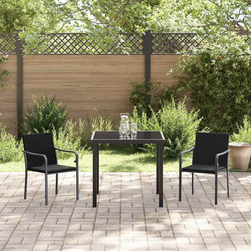 Have Spisebordssæt 3 pcs Sort Poly rattan