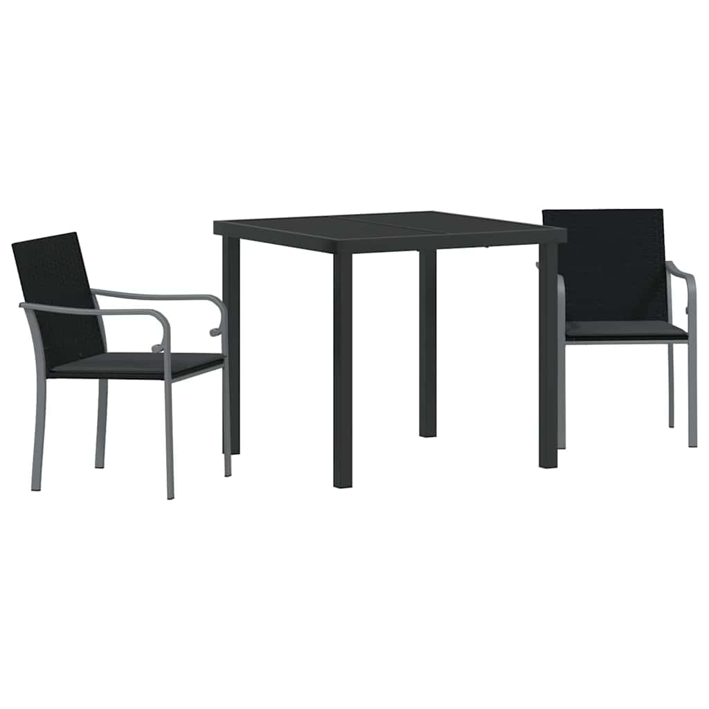 Have Spisebordssæt 3 pcs Sort Poly rattan