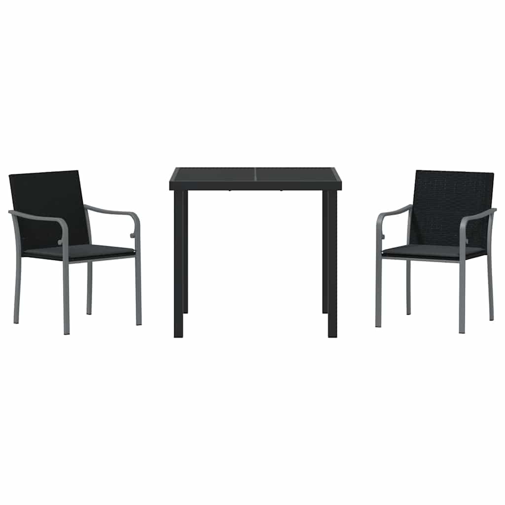 Have Spisebordssæt 3 pcs Sort Poly rattan