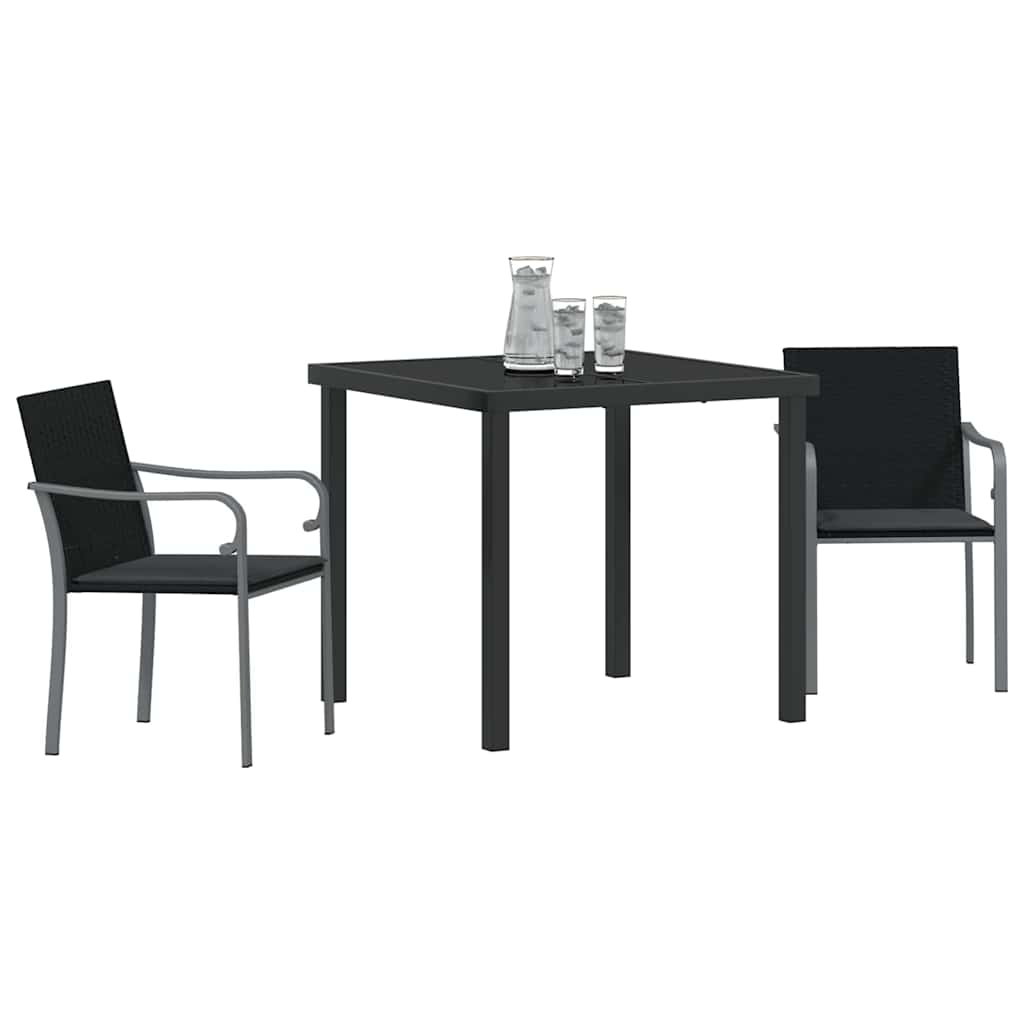 Have Spisebordssæt 3 pcs Sort Poly rattan
