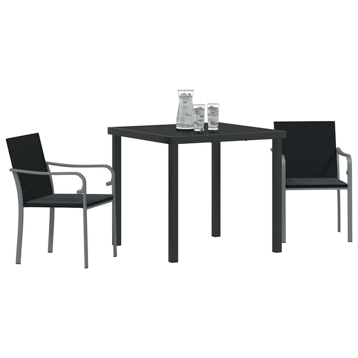 Have Spisebordssæt 3 pcs Sort Poly rattan