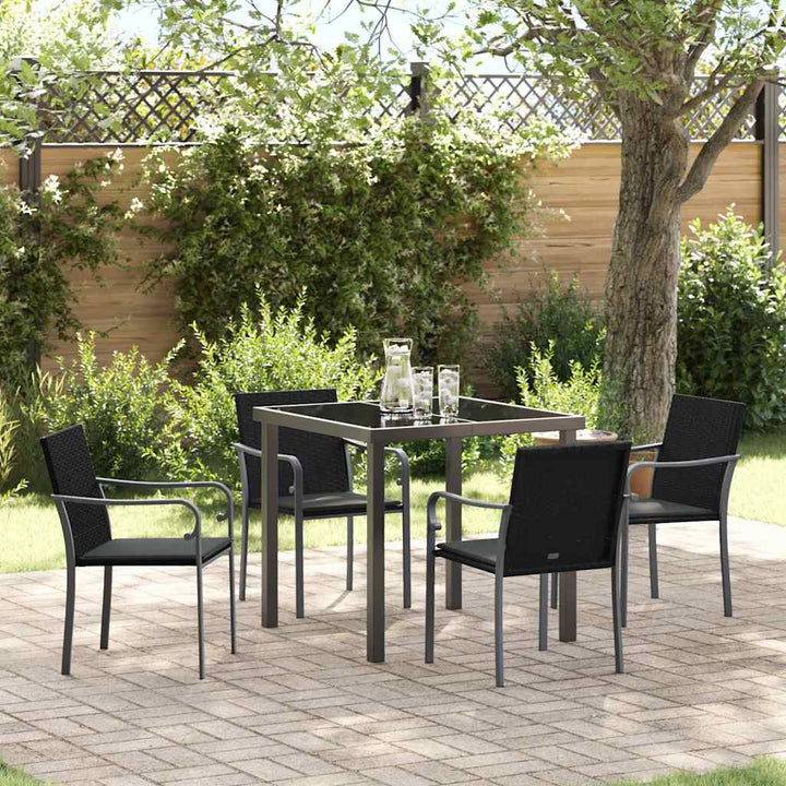 Have Spisebordssæt 5 pcs Sort Poly rattan