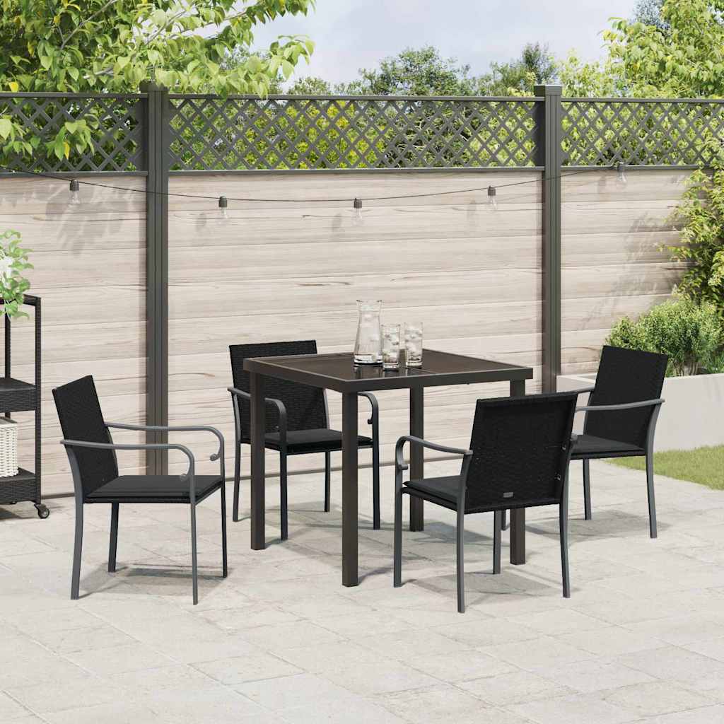 Have Spisebordssæt 5 pcs Sort Poly rattan