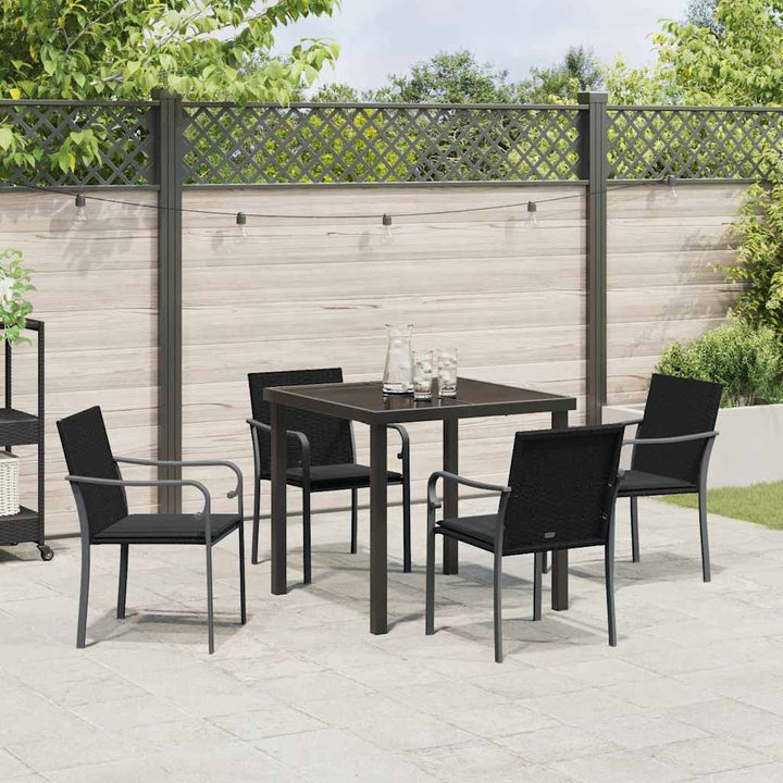 Have Spisebordssæt 5 pcs Sort Poly rattan