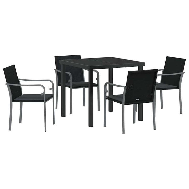 Have Spisebordssæt 5 pcs Sort Poly rattan