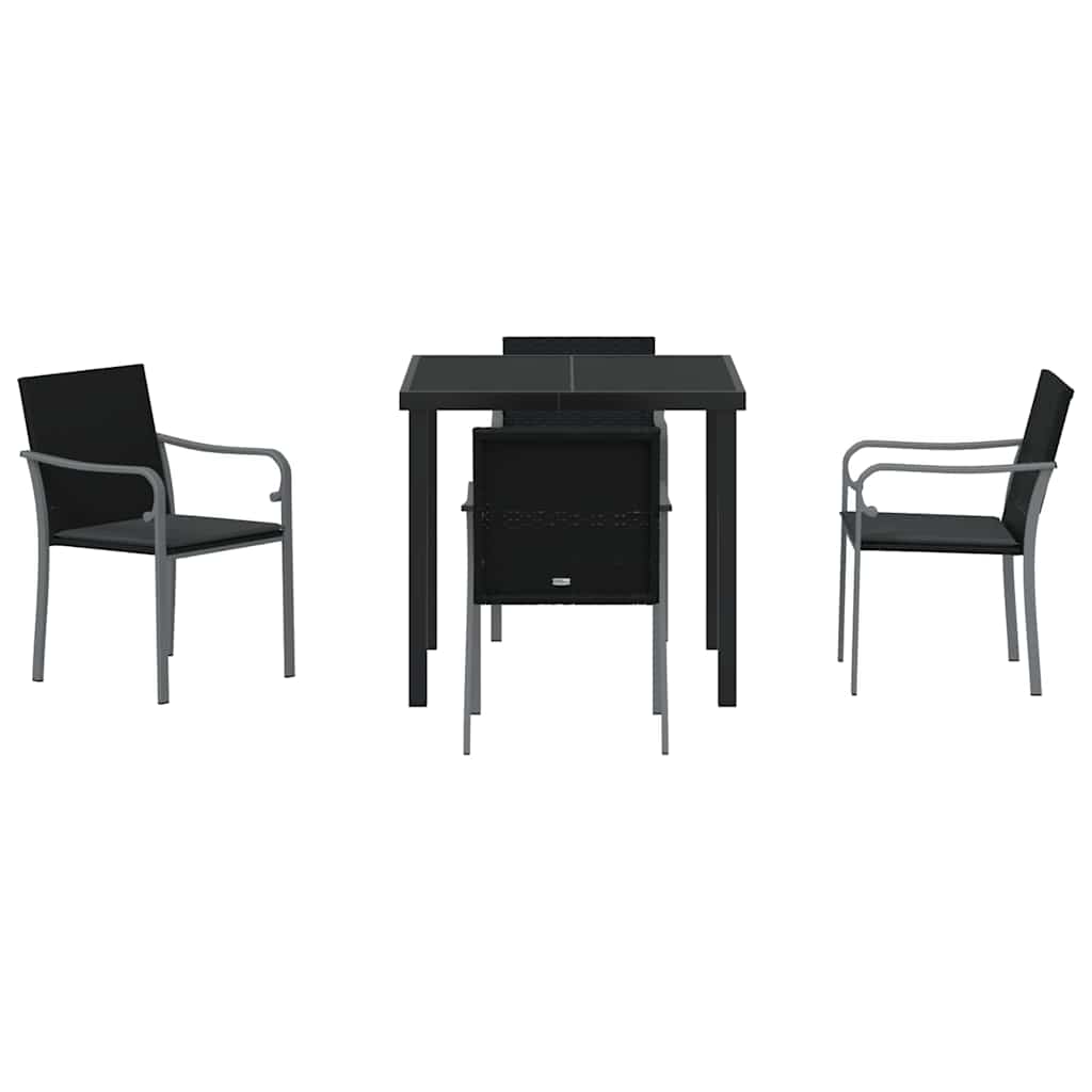Have Spisebordssæt 5 pcs Sort Poly rattan