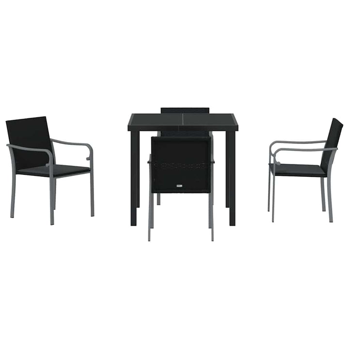 Have Spisebordssæt 5 pcs Sort Poly rattan