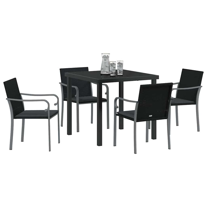 Have Spisebordssæt 5 pcs Sort Poly rattan