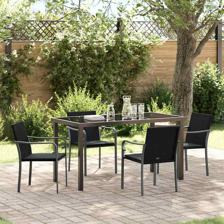 Have Spisebordssæt 5 pcs Sort Poly rattan