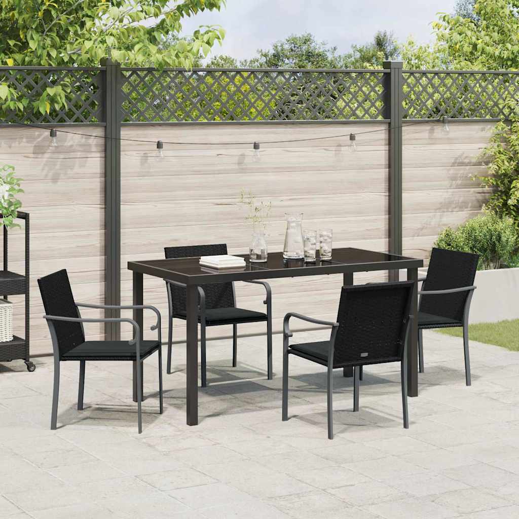 Have Spisebordssæt 5 pcs Sort Poly rattan