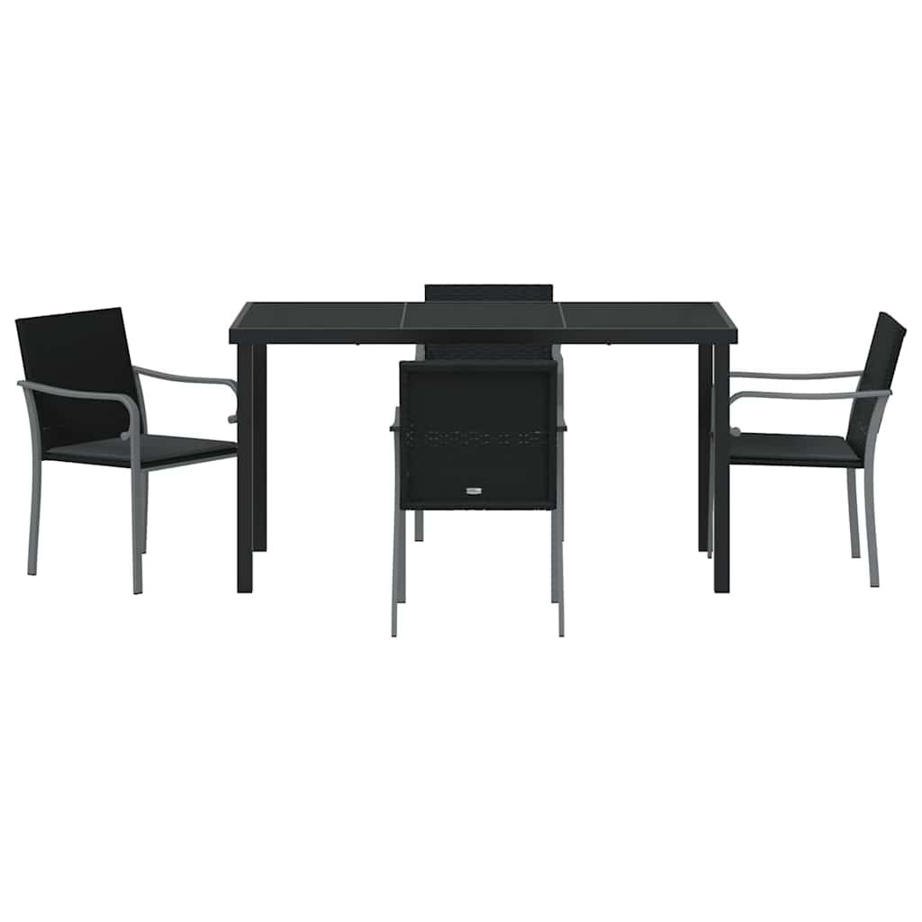 Have Spisebordssæt 5 pcs Sort Poly rattan