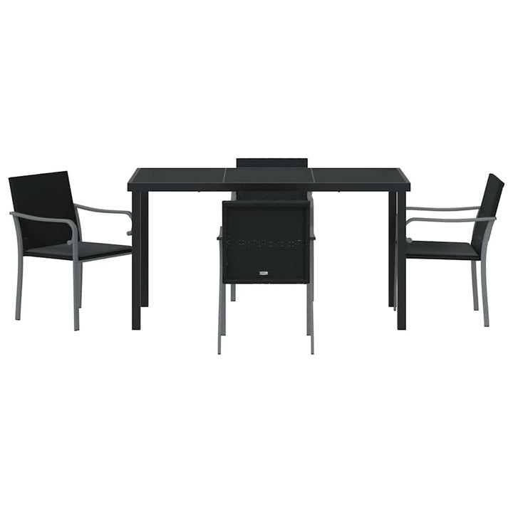 Have Spisebordssæt 5 pcs Sort Poly rattan