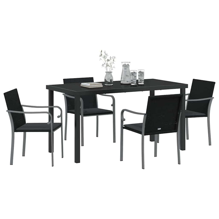 Have Spisebordssæt 5 pcs Sort Poly rattan
