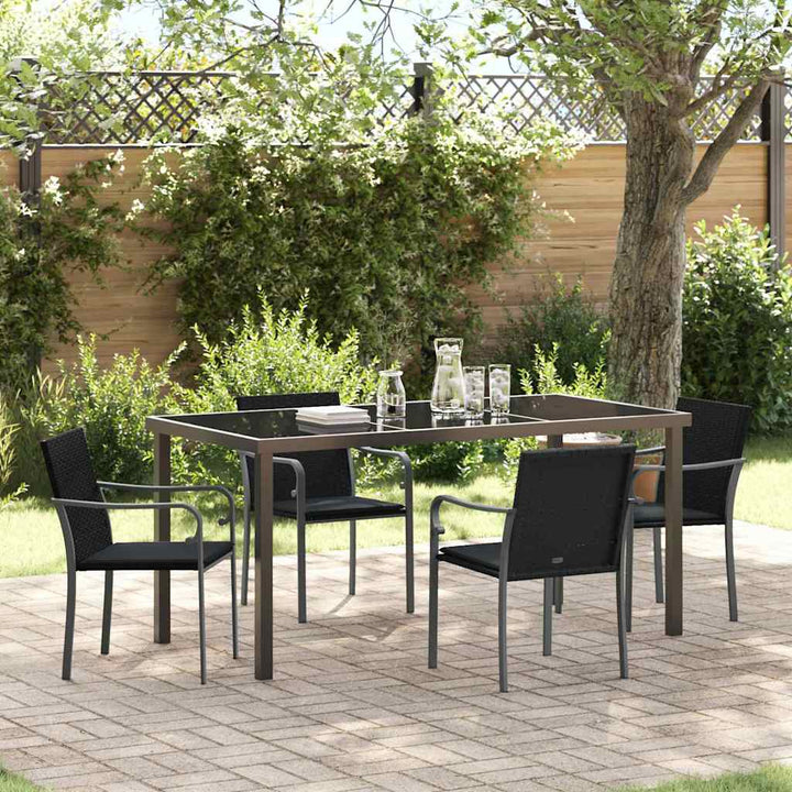 Have Spisebordssæt 5 pcs Sort Poly rattan