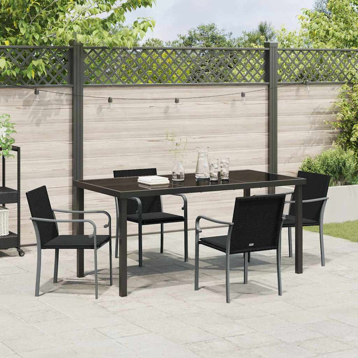 Have Spisebordssæt 5 pcs Sort Poly rattan
