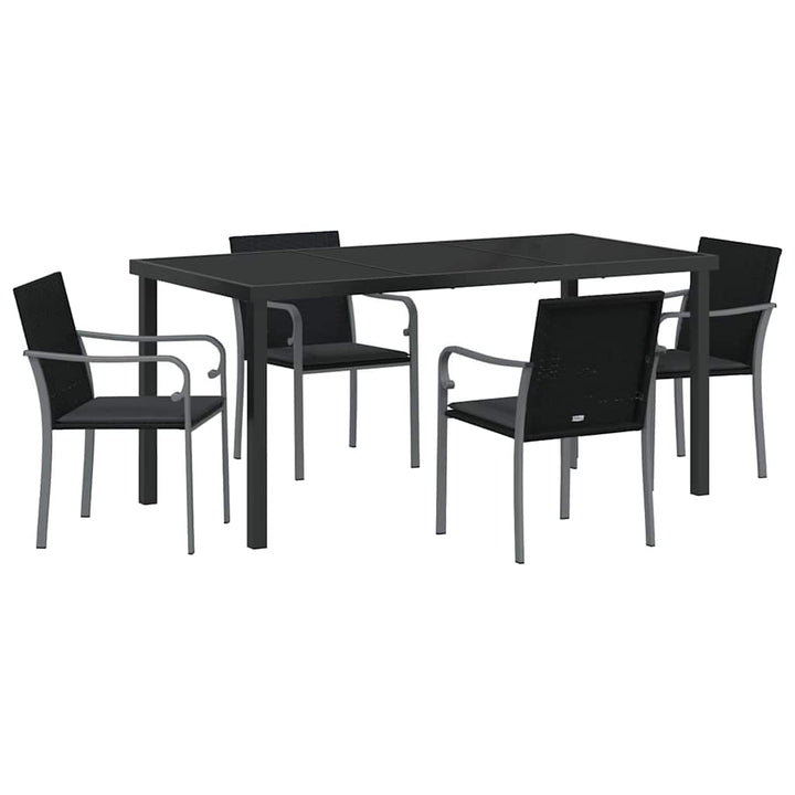 Have Spisebordssæt 5 pcs Sort Poly rattan