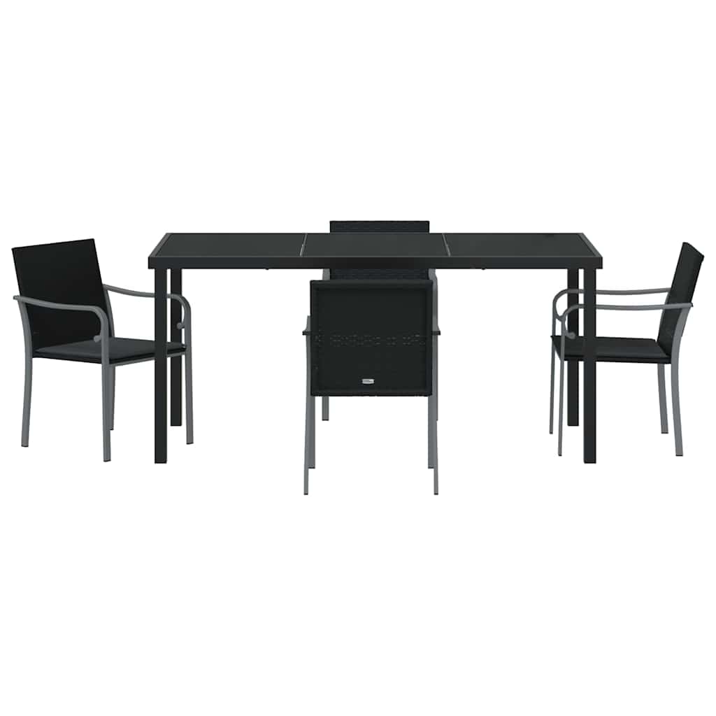 Have Spisebordssæt 5 pcs Sort Poly rattan