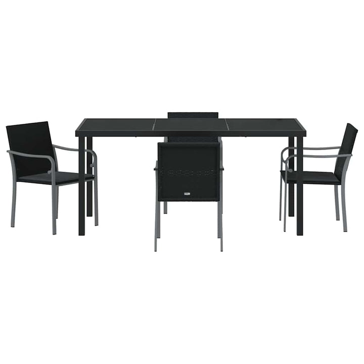 Have Spisebordssæt 5 pcs Sort Poly rattan