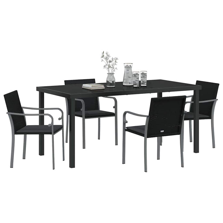 Have Spisebordssæt 5 pcs Sort Poly rattan