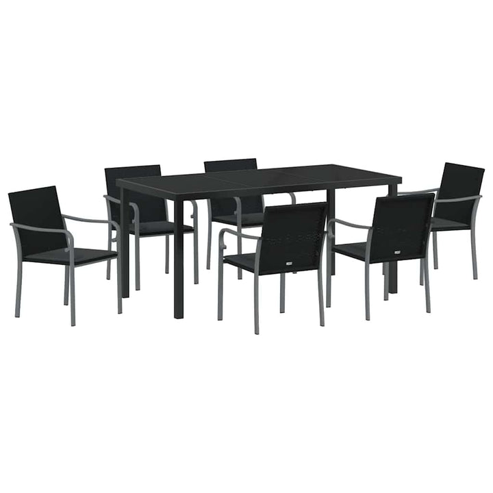 Have Spisebordssæt 7 pcs Sort Poly rattan
