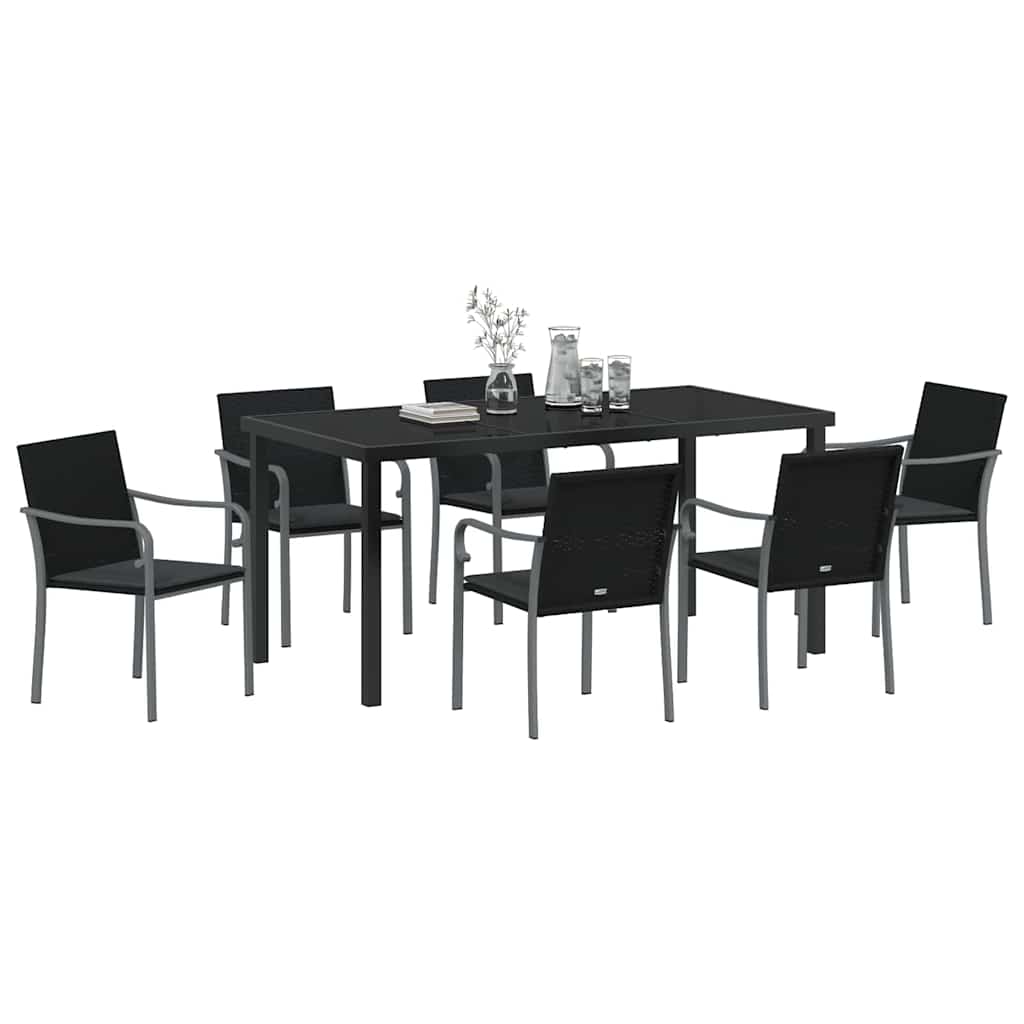 Have Spisebordssæt 7 pcs Sort Poly rattan