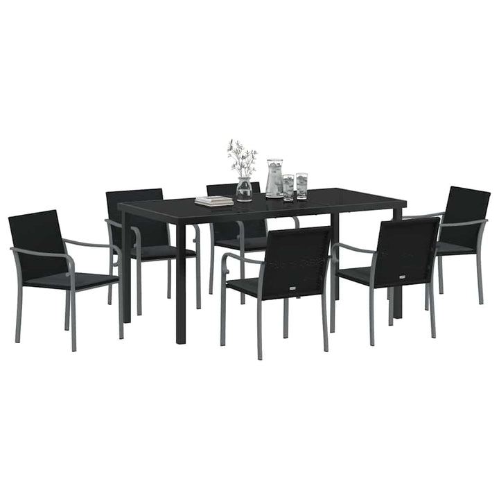 Have Spisebordssæt 7 pcs Sort Poly rattan