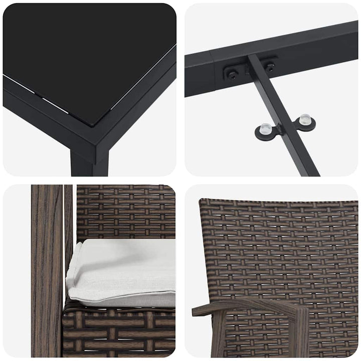 Have Spisebordssæt 3 pcs Brun Poly rattan