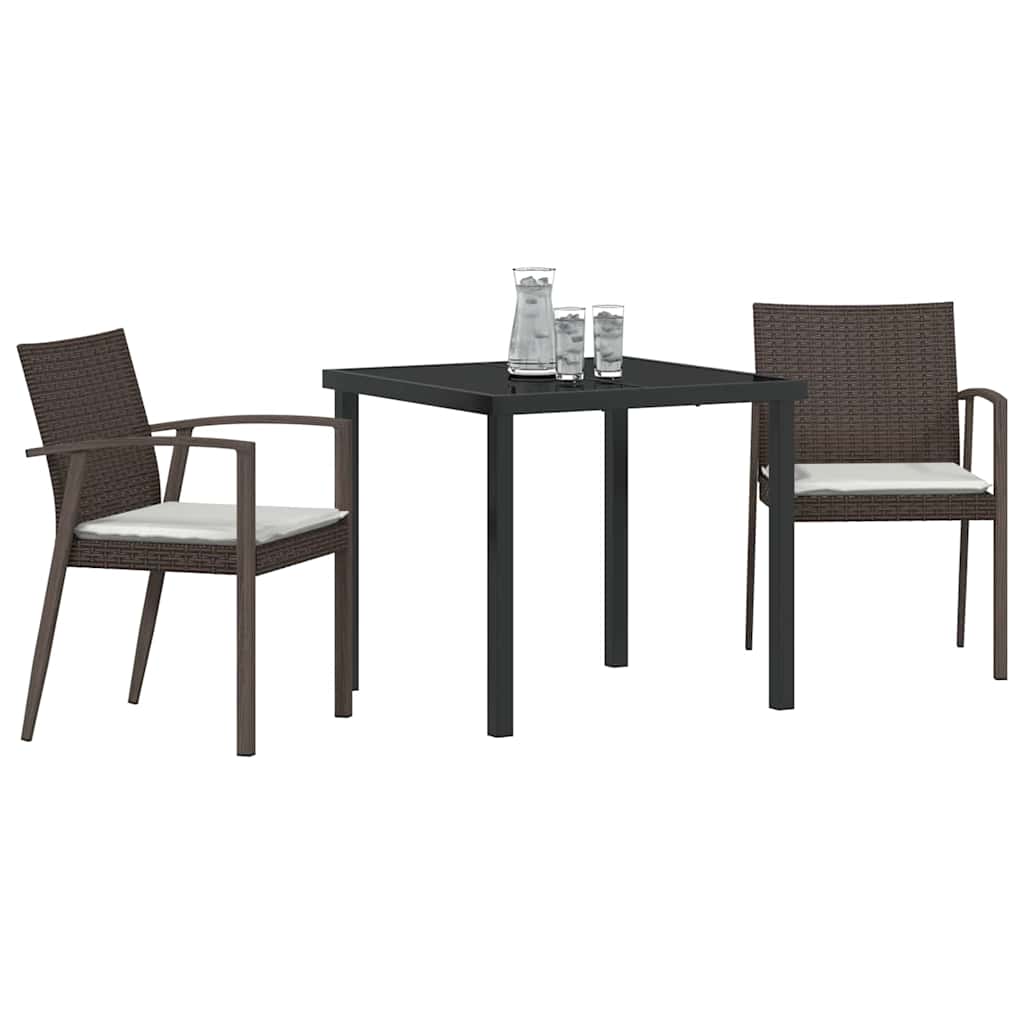 Have Spisebordssæt 3 pcs Brun Poly rattan