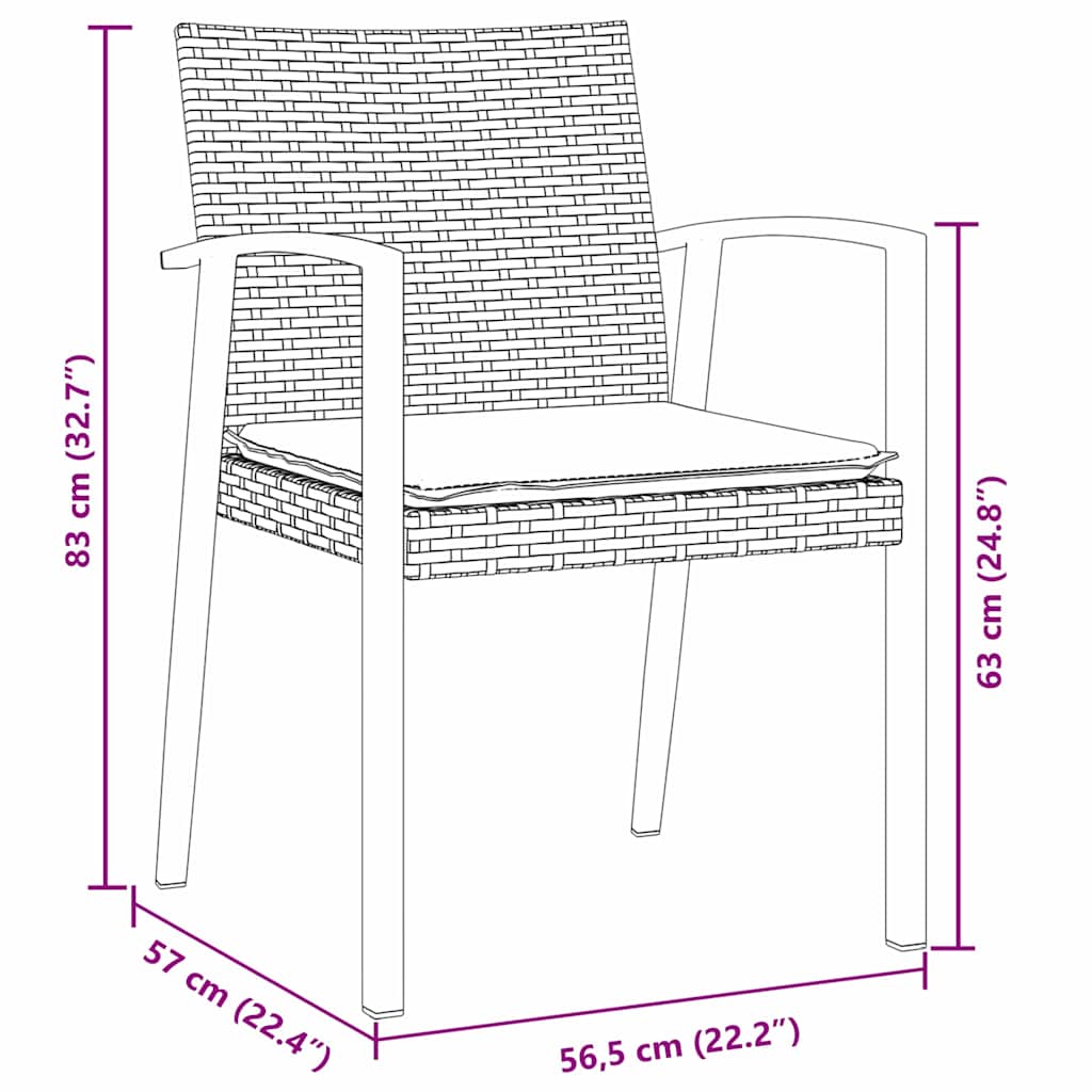 Have Spisebordssæt 3 pcs Brun Poly rattan