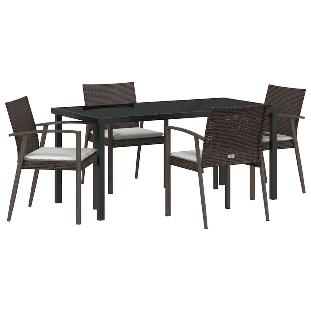 Have Spisebordssæt 5 pcs Brun Poly rattan