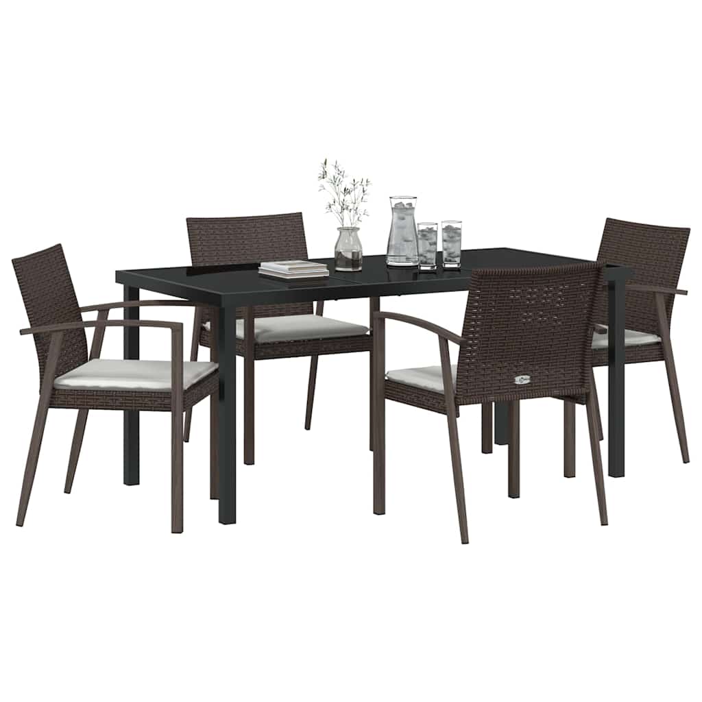 Have Spisebordssæt 5 pcs Brun Poly rattan