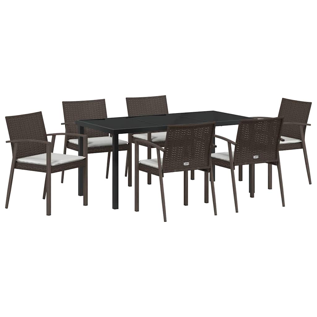 Have Spisebordssæt 7 pcs Brun Poly rattan