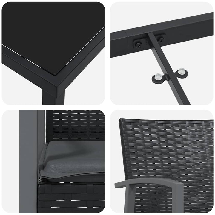 Have Spisebordssæt 3 pcs Sort Poly rattan