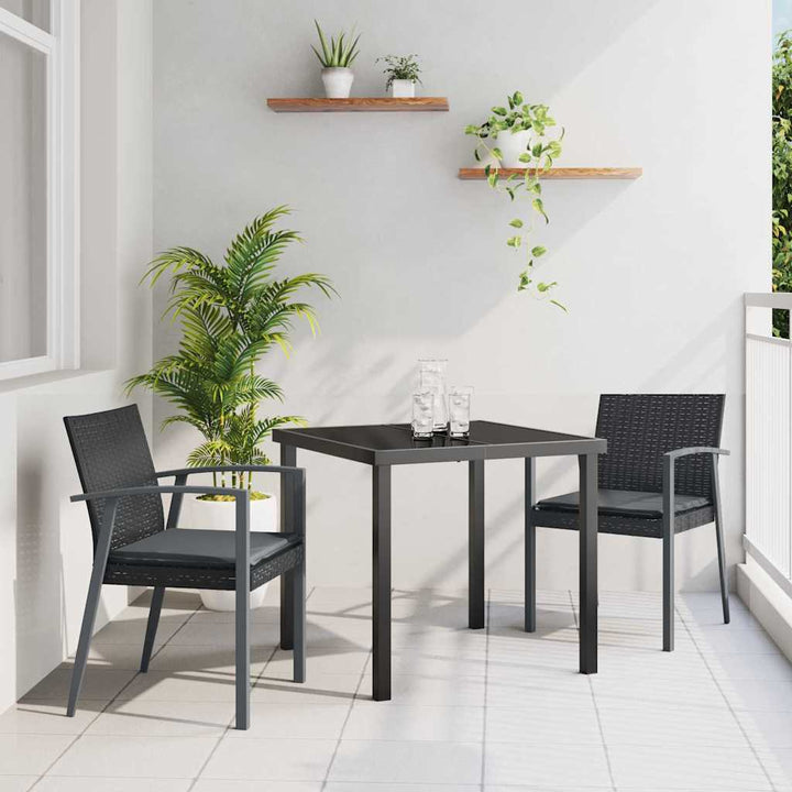 Have Spisebordssæt 3 pcs Sort Poly rattan